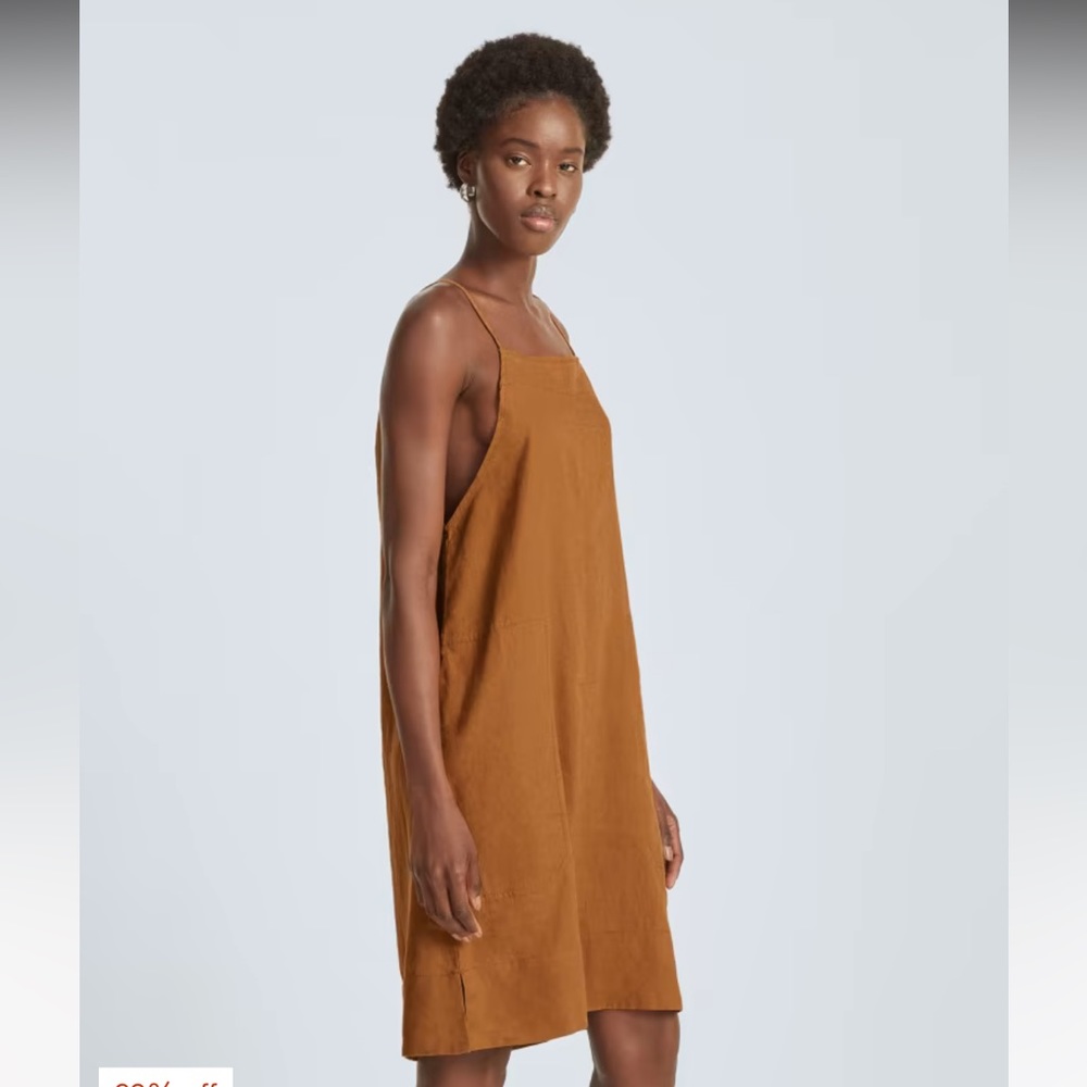 Everlane The Linen Apron Dress in Tawny Brown